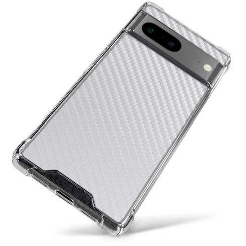 White Carbon Fiber Specialty Texture Material Google Pixel 7a Clear Case